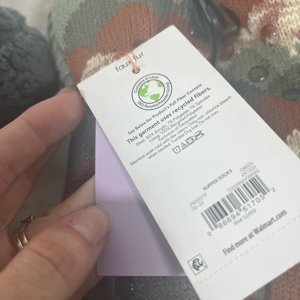JoySpun Kids Slipper Socks 2-Pack Raccoon Mountain Fair Isle Non-Slip 4-10 NEW - Picture 8 of 8